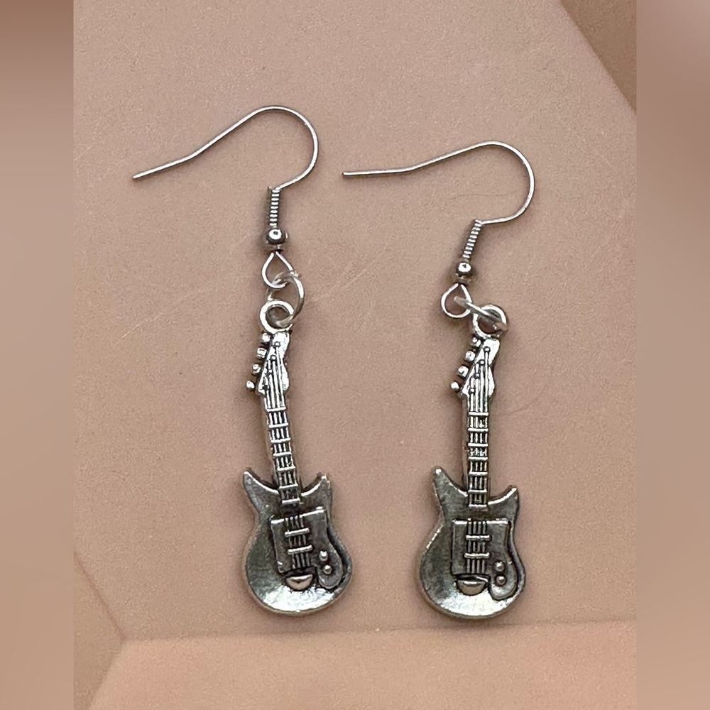 Guitar Dangle Earrings - Handmade